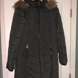 Tommy Hilfiger Gray Knee-length Puffer Coat- Large